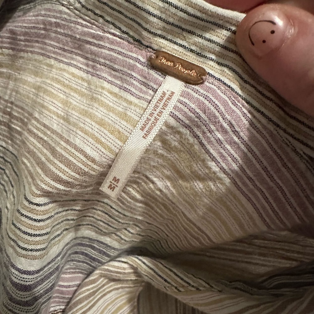 Free People High Tide Multi-Stripe Buttondown Top, Medium - Picture 2 of 2